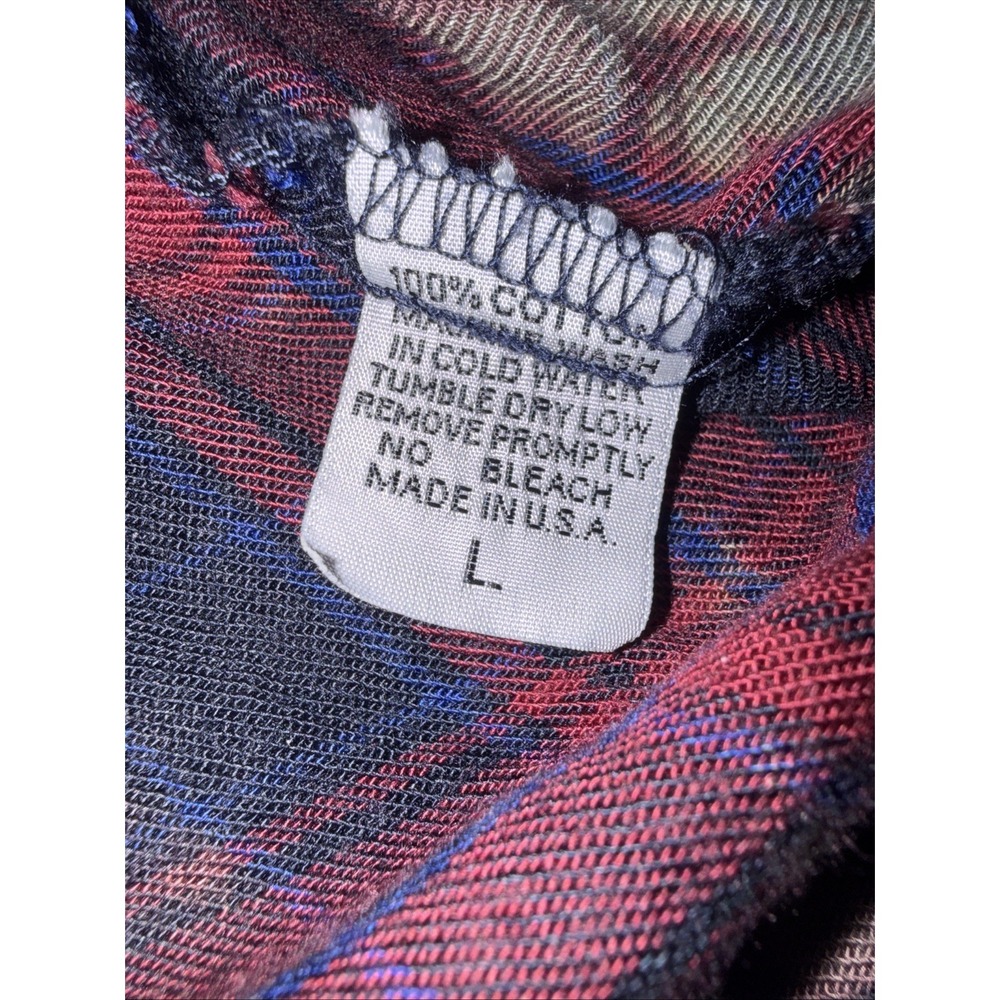 The Nu Vintage Bleach Dye Distressed Red Plaid Sequin Cuffs Western Grunge Large - Picture 7 of 10
